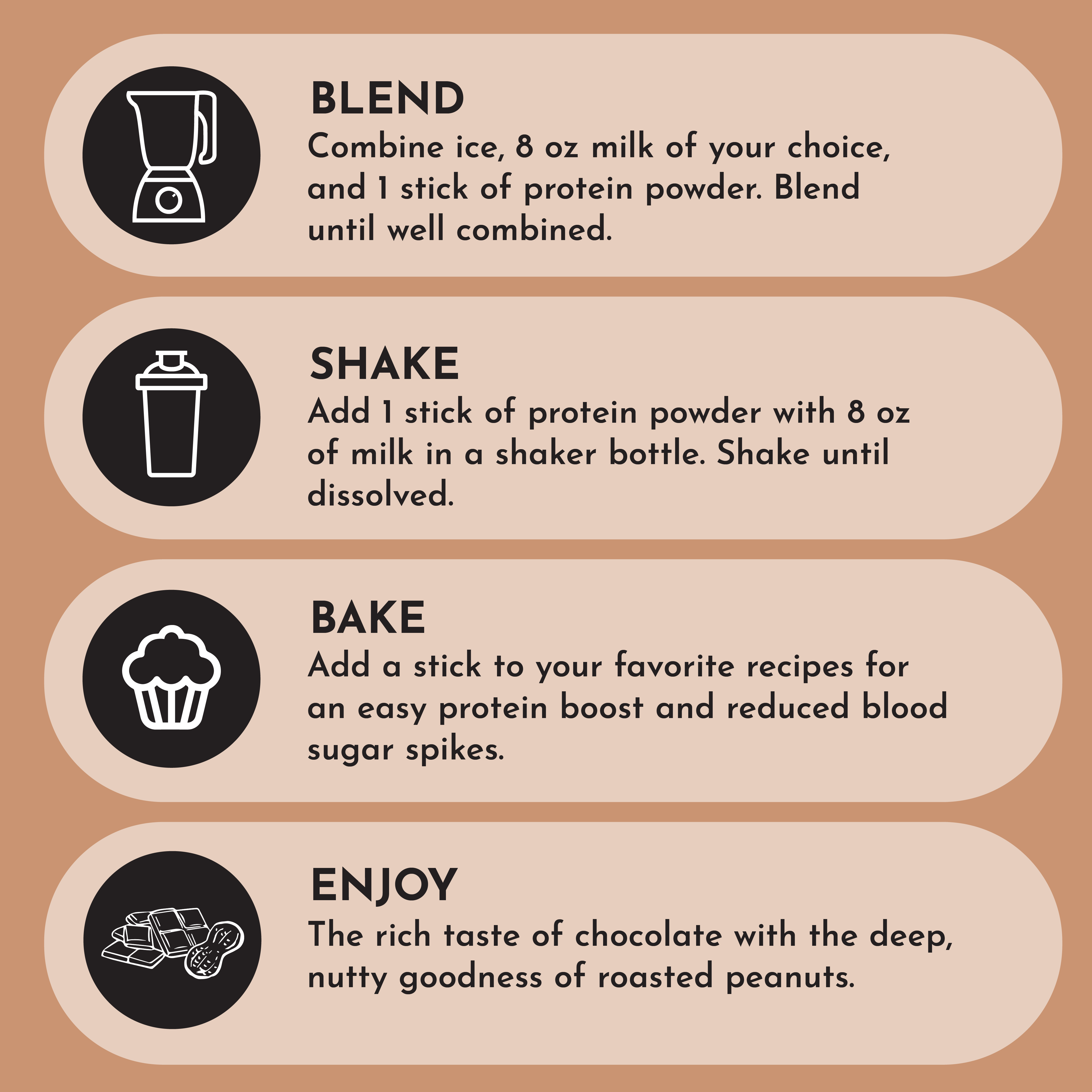 Roasted Peanut Butter Chocolate Protein Powder Stick