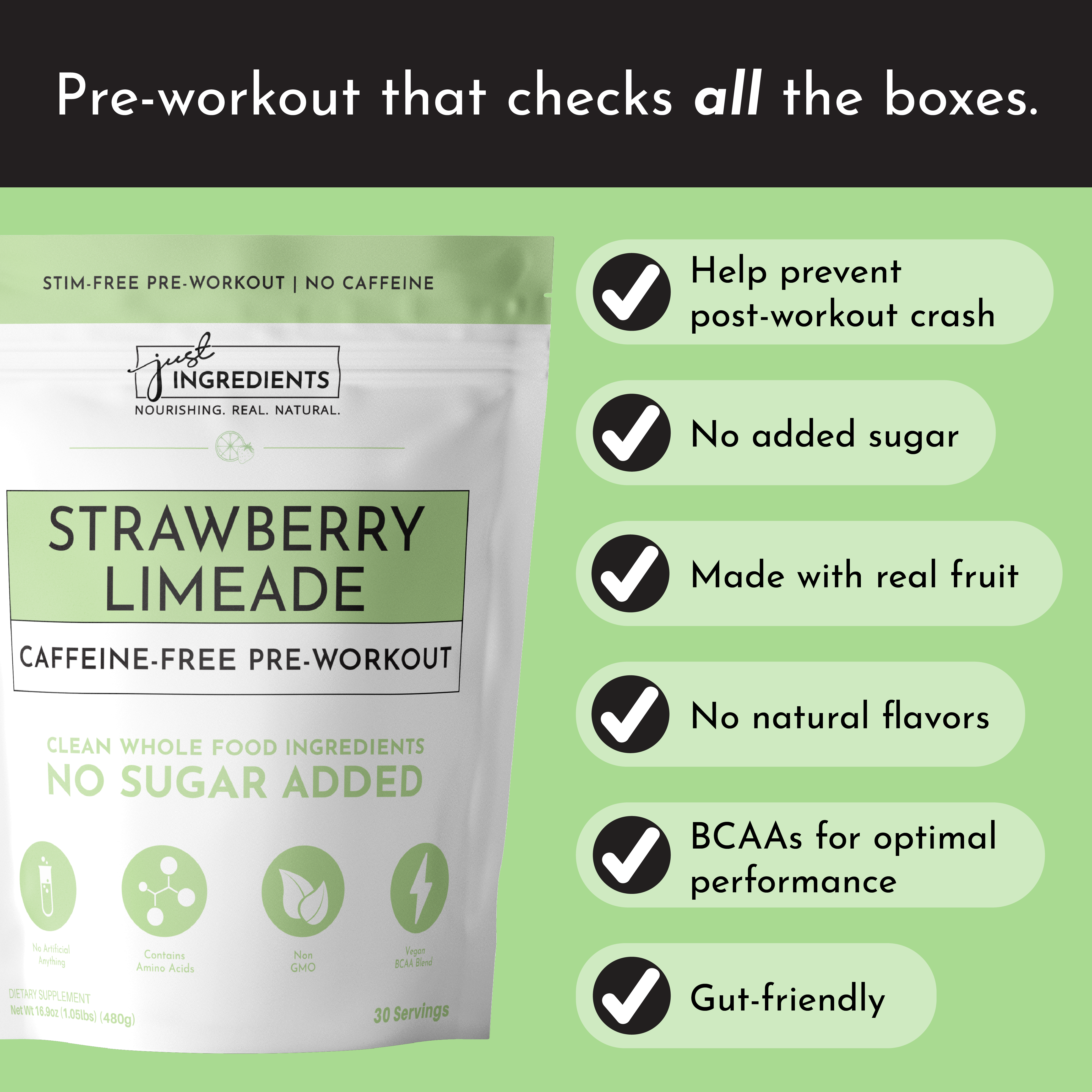 Caffeine-Free Strawberry Limeade Pre-Workout