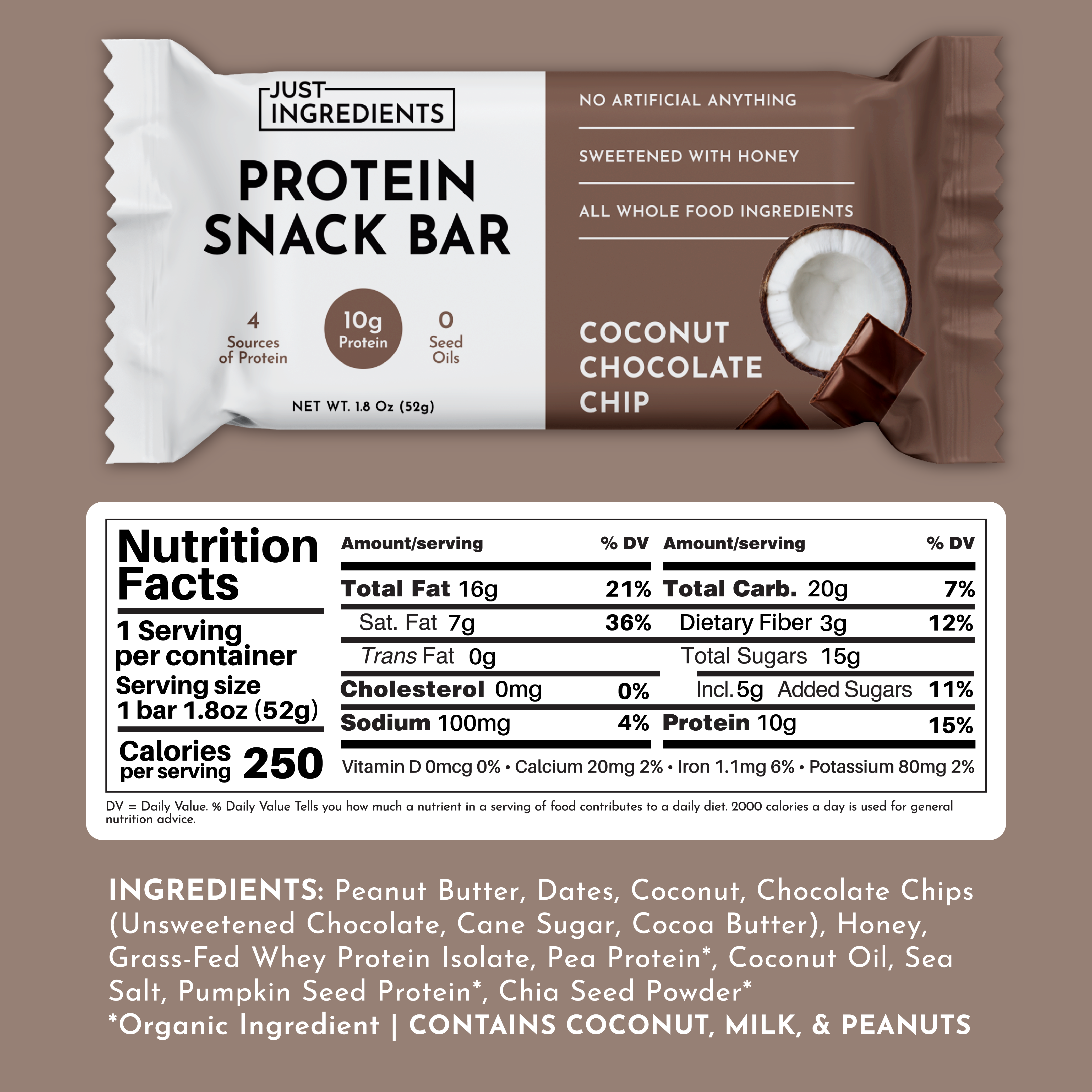 Protein Snack Bar - Coconut Chocolate Chip (12-pack)