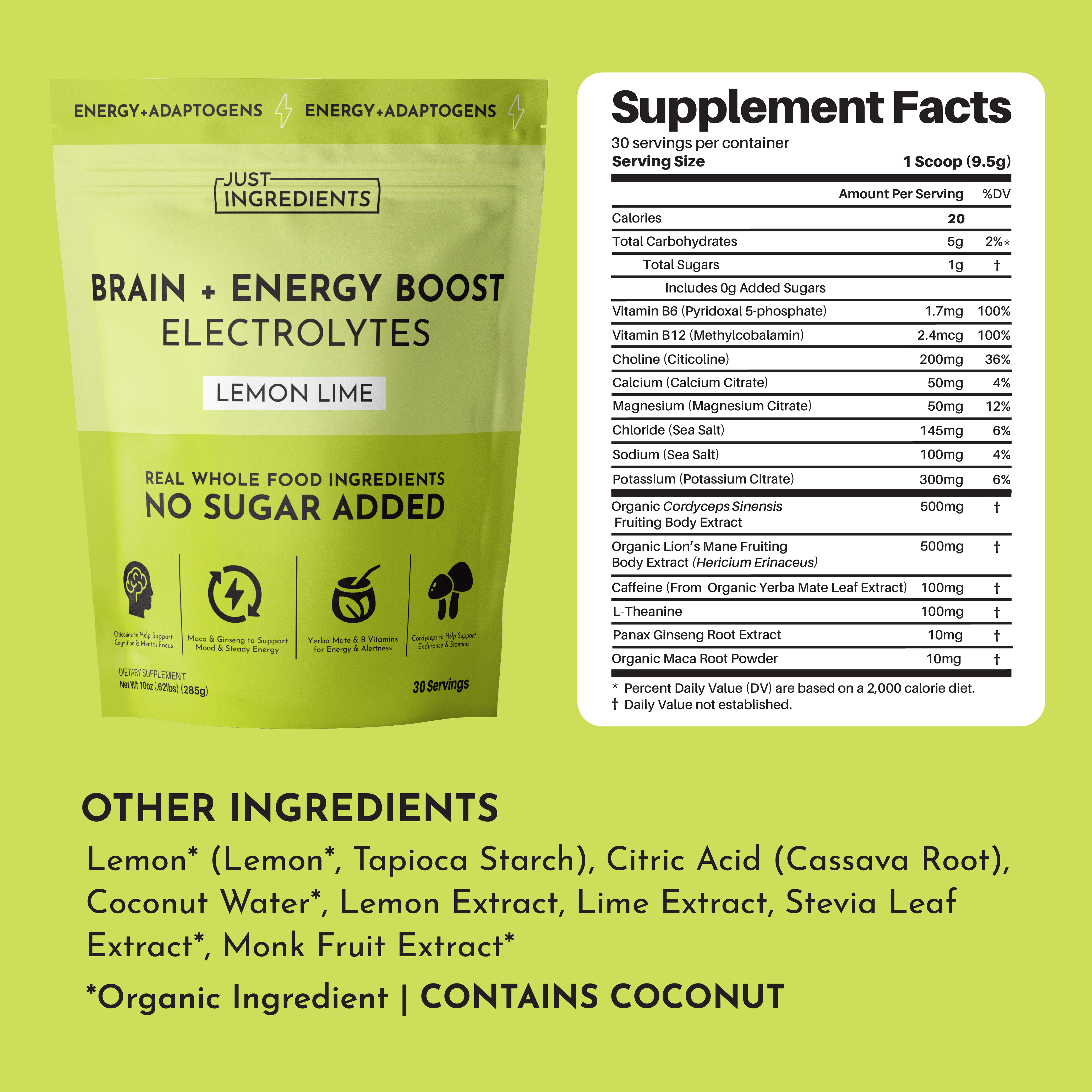 Brain + Energy Boost Lemon Lime & Electrolytes
